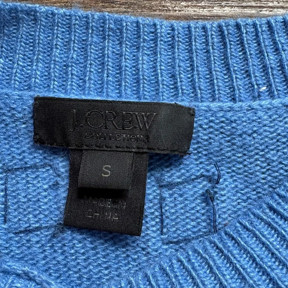 J. Crew black label color block embellished wool angora crew sweater sz S EUC